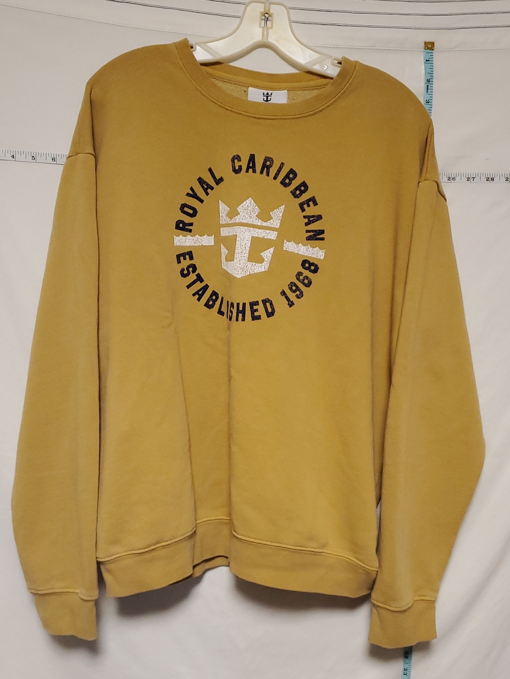 Royal Caribbean Men's Crewneck Sweatshirt - Mustard Yellow with Black Logo Med